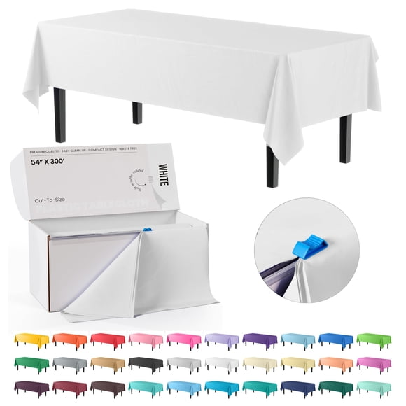 Rollo de plástico para mesa, color blanco exquisito, 54 cm x 91 m