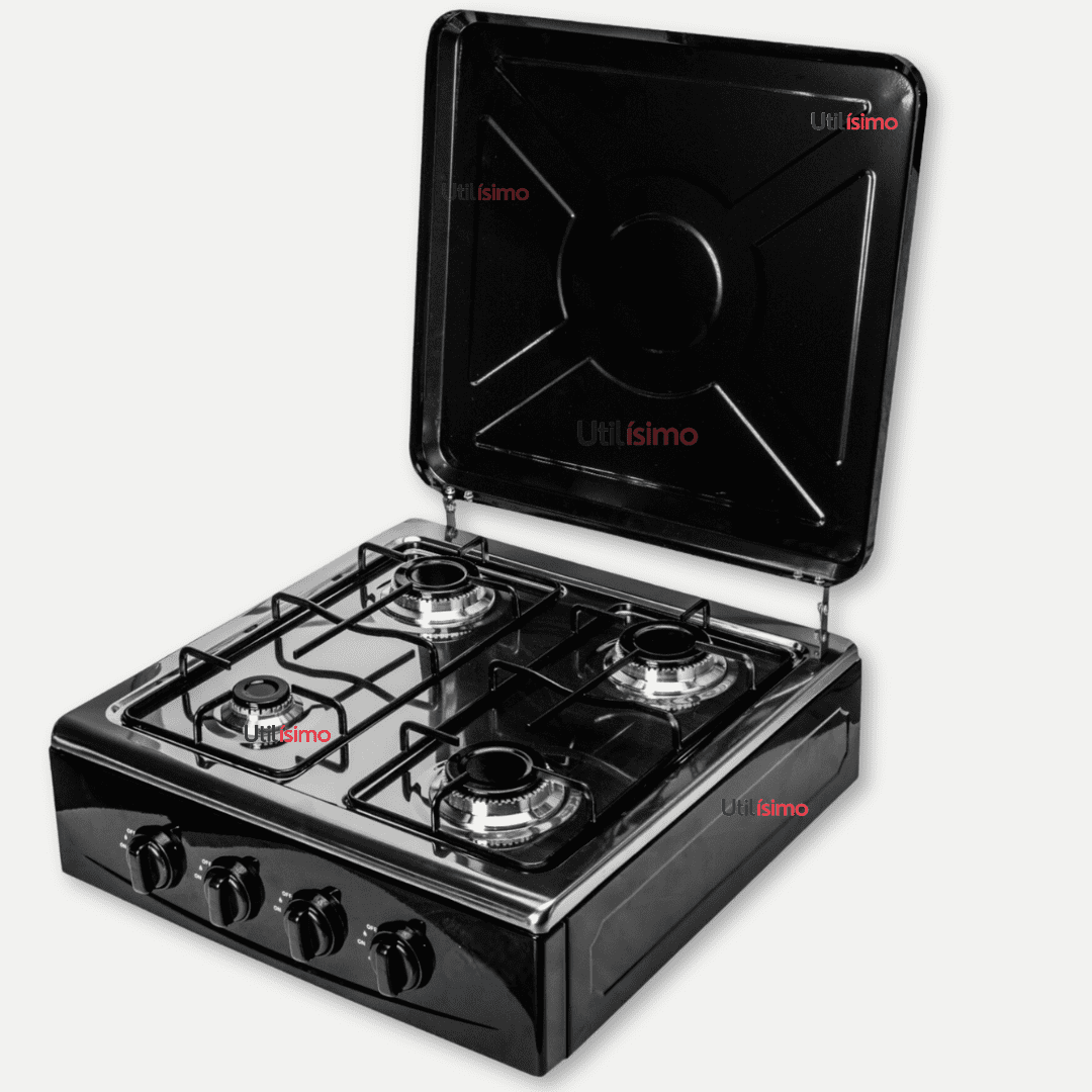 Line - Cocina Encimera A Gas Licuado 4 Platos Premium Negro