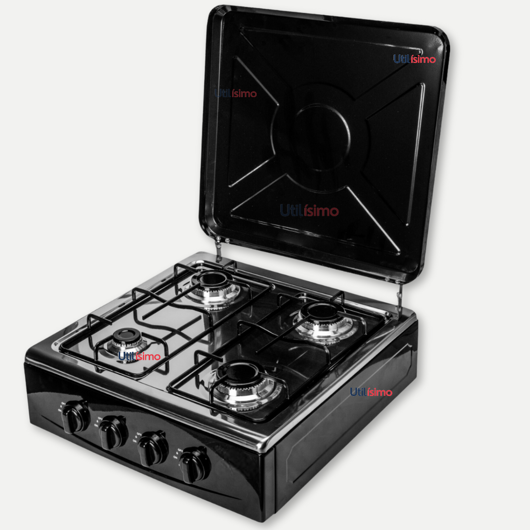 Line - Cocina Encimera A Gas Licuado 4 Platos Premium Negro