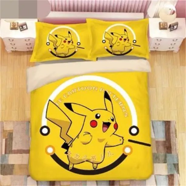 Pokemon Quiltt Cover for Kids,Pokemon Digital Monster Duvet Cover Pillowcase,Children's Bedroom Bed Decoration Bed Sheets