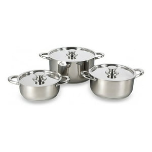 Genérico - Juego Batería De Ollas Acero Cocina 6 Piezas 420-6Ss