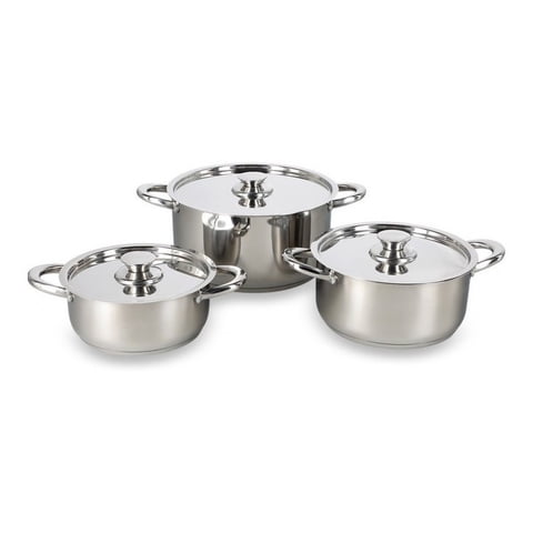 Genérico - Juego Batería De Ollas Acero Cocina 6 Piezas 420-6Ss