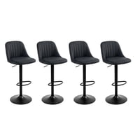 Global Latin Group - Pack 4 Silla De Bar Moderna Regulable Asiento Tapizado Y Base Metálica Gris