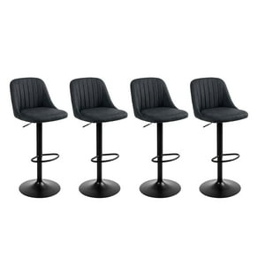 Global Latin Group - Pack 4 Silla De Bar Moderna Regulable Asiento Tapizado Y Base Metálica Gris