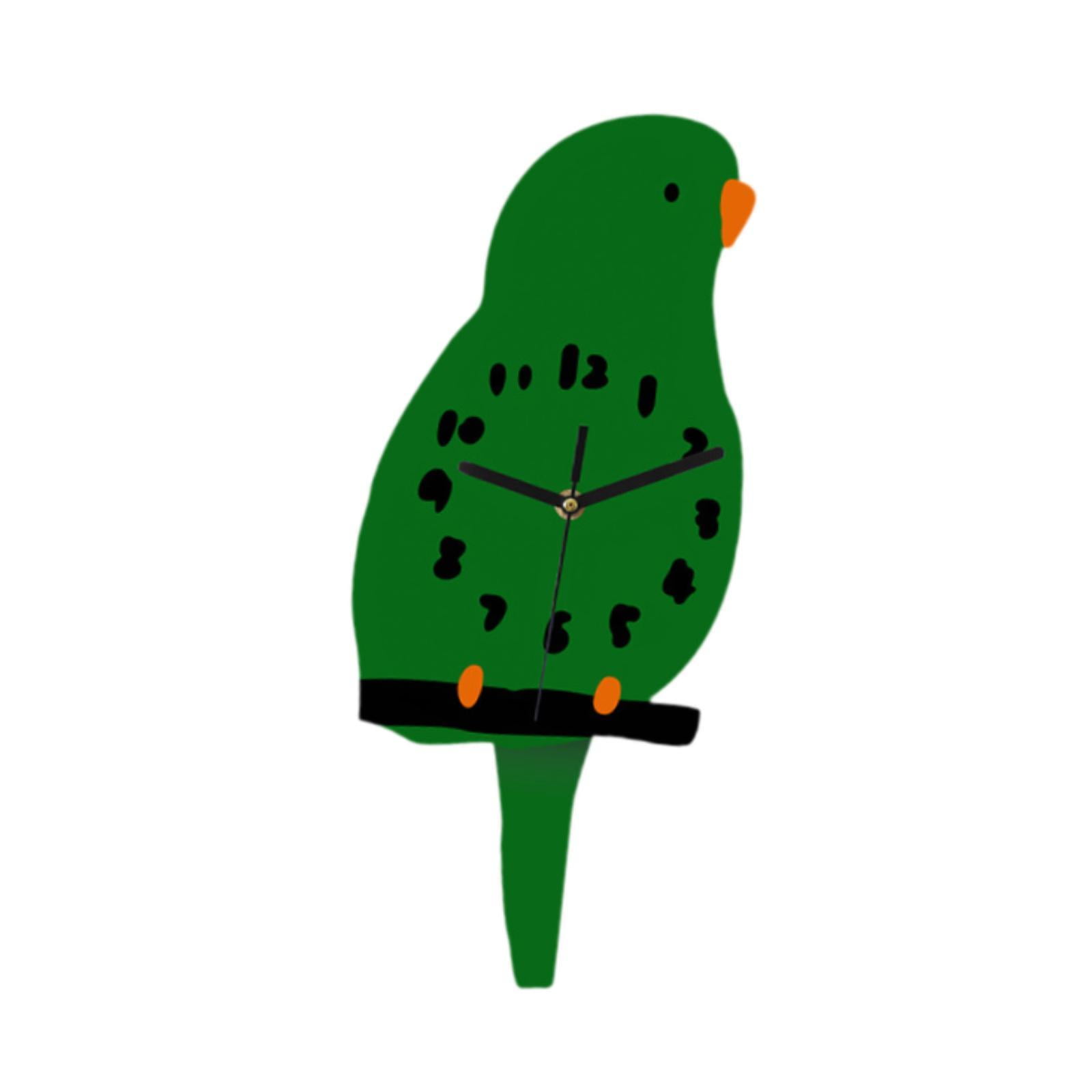 Magideal - Reloj De Pared De Pájaro Reloj Colgante De Pared Elegante Reloj De Habitación De Niños Decorativos De Cola Decorativa Para La Habitación De La Casa De Verde