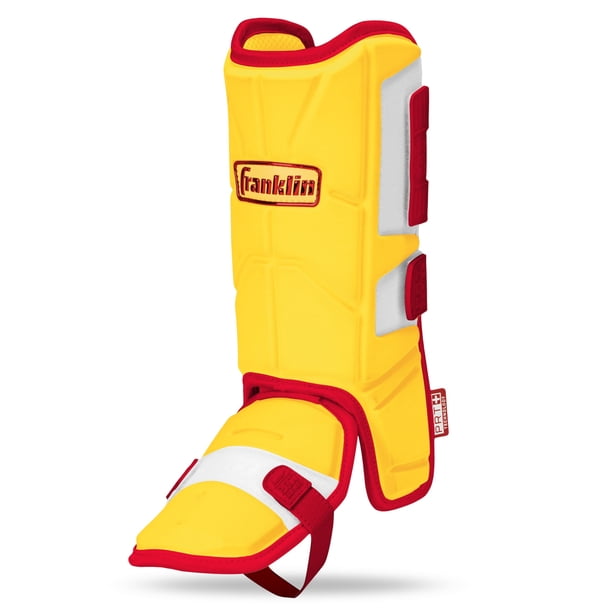 Protector de piernas Franklin Sports PRT Series de béisbol para adultos, color amarillo/rojo