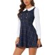 thumbnail image 4 of INSPIRE CHIC Vestido Mini de Línea A con Cuello Peter Pan de Cuadros para Mujer de Manga Larga XL Azul Oscuro, 4 of 6