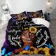 thumbnail image 1 of 3PCS Sexy Black Girl Duvet Cover Queen Set Pink Bag High Heels Get Naked Inspirational Quotes African American Bedding Set, 1 of 5