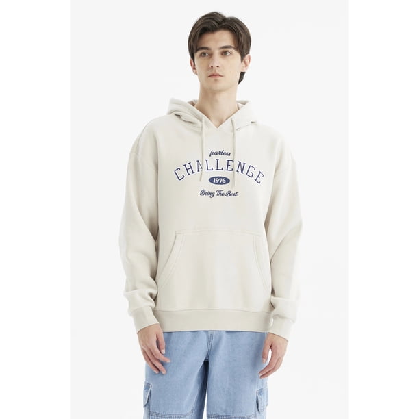 Polerón Hombre Hoodie Print Frontal Beige