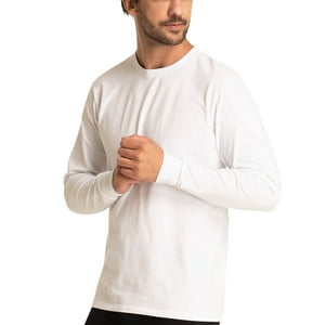 Camisetas Blancas Pack 2 Manga Larga Hombre Top