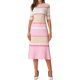 thumbnail image 1 of INSPIRE CHIC Vestidos de Punto a Rayas para Mujer, Manga Corta, Midi, Vestido Suéter Acanalado, Talla M, Rosa, 1 of 6