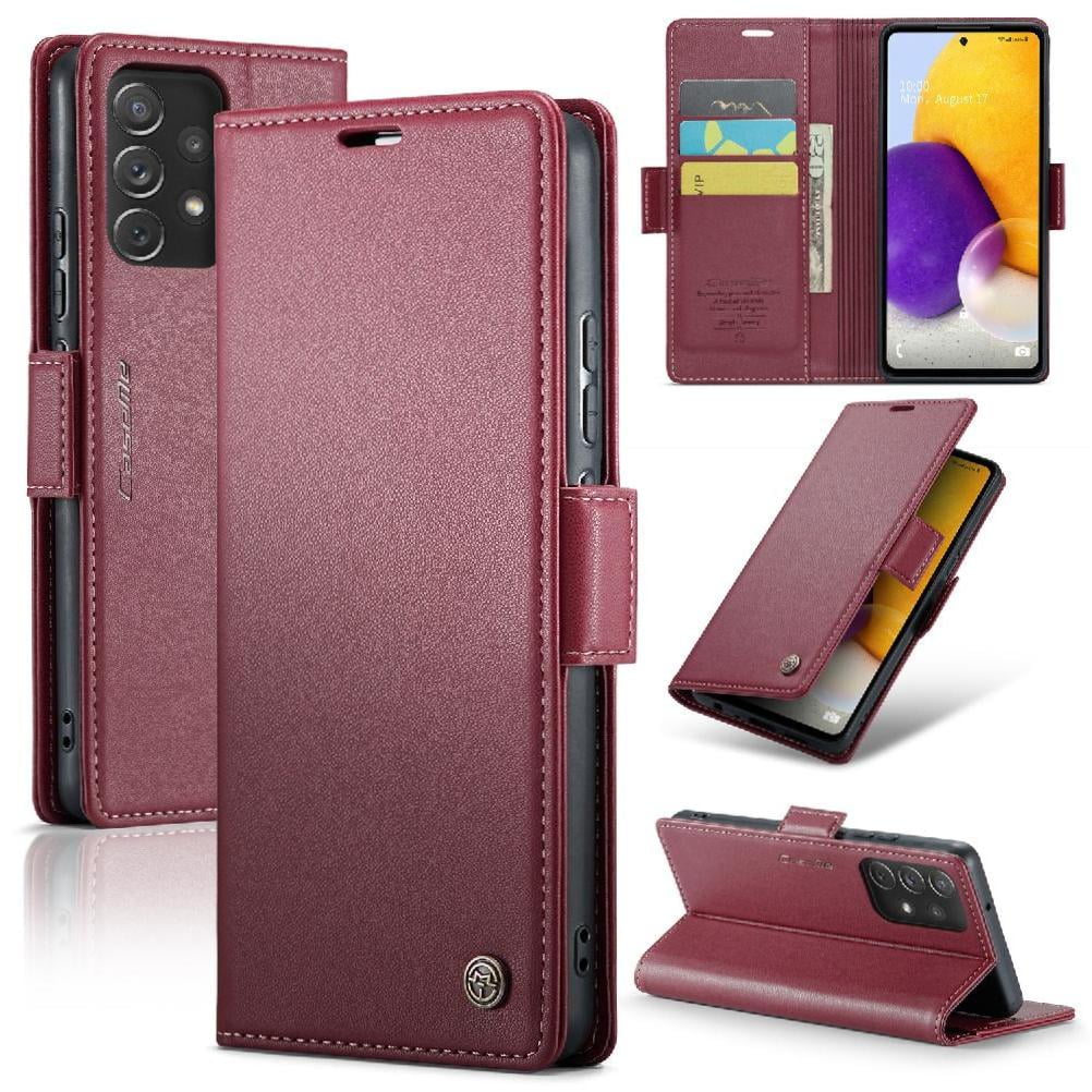 Case Me - Caseme Tipo Cartera Samsung Galaxy A72 Con Cierre Magnético, Rfid, Tarjetero, Soporte, Carga Inalámbrica