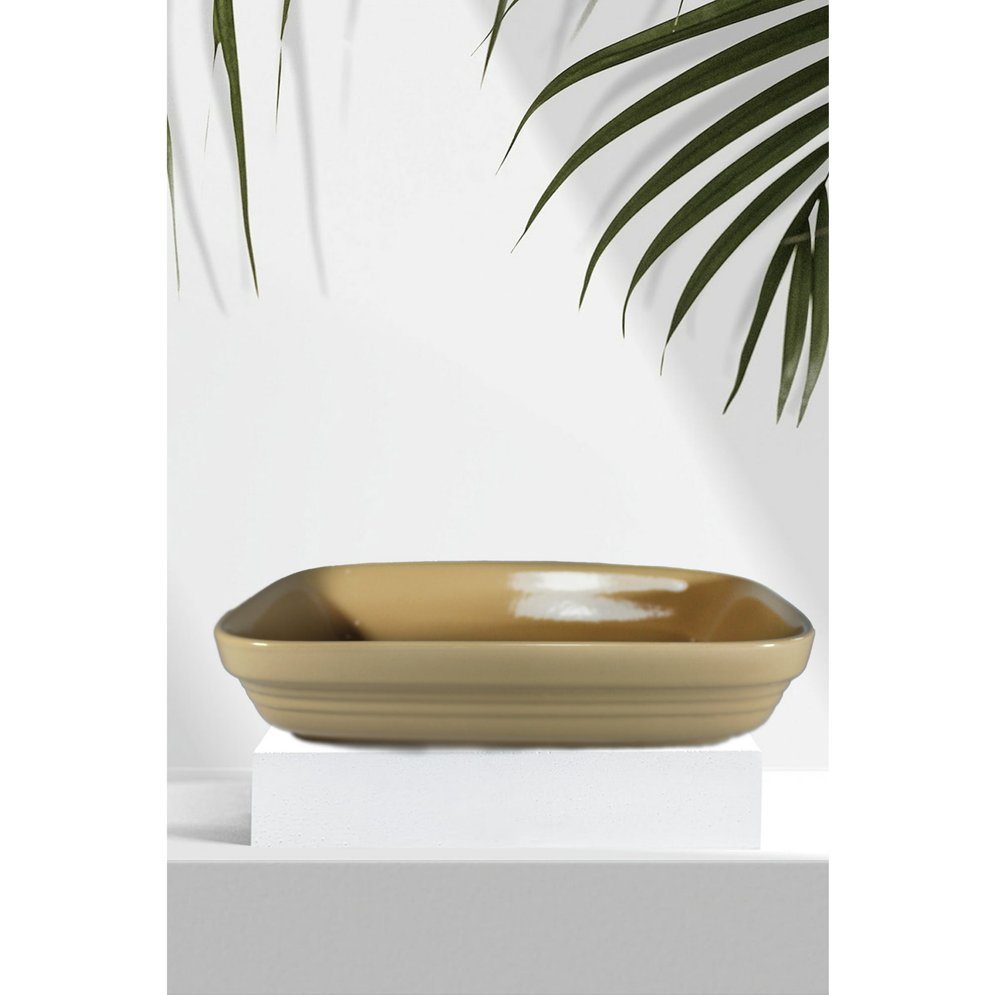 Genérico - Fuente De Cerámica P/ Horno Tipo Gres - Rectangular - Beige - 29x20 P002