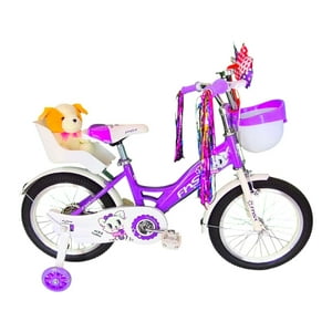 Vipnetwork - Bicicleta Aro 16 Infantil Con Peluchero Lila Fnsx