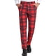 thumbnail image 1 of INSPIRE CHIC Pantalones para Hombre Cuadros Cintura Elástica Estiramiento Frente Plano Pantalones de Vestir 30 Rojo Oscuro, 1 of 7