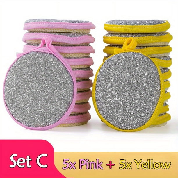 5/10pcs, Scrub Sponges, Washing Sponge, Washing Sponge Brush, Durable Double-Sided Dishwashing Sponge, Reusable Sponge Pad, Washing Scrubber Brush, Kitchen Tools