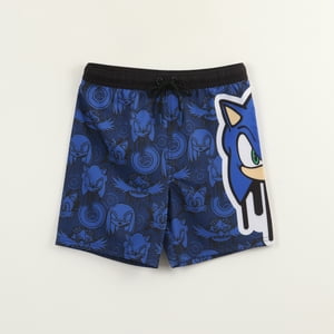 Traje De Baño Niño Azul Cara Sonic