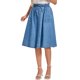 thumbnail image 1 of INSPIRE CHIC Falda Midi de Mezclilla para Mujer con Cintura Elástica con Cordón, Falda de Jean en Línea A con Bolsillos y Dobladillo Acampanado S Azul Cielo, 1 of 6