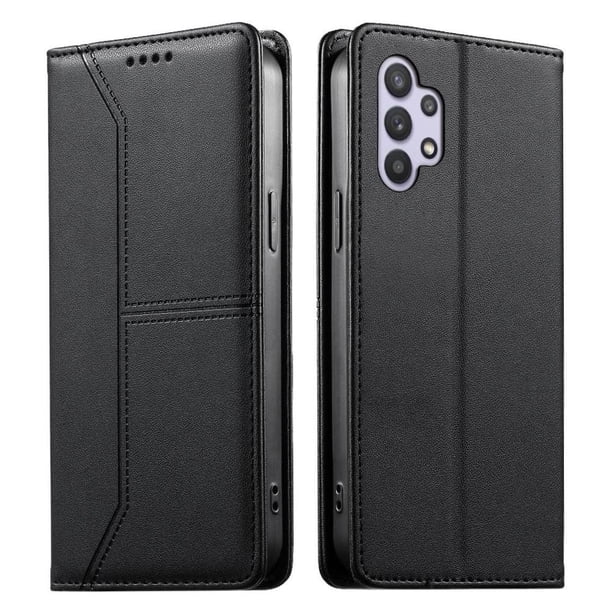 Funda tipo cartera con bloqueo RFID para Samsung Galaxy A32 5G cubierta magnética de cuero con tapa y soporte Negro