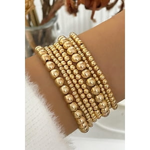 Set De 7 Pulseras Minimalistas Dorada Gloriahoon