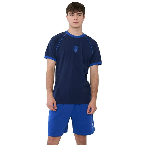Polera Hombre Raglan College Azul Corona