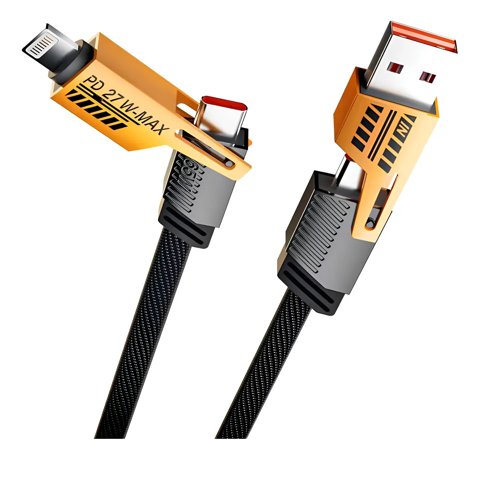 Treqa - Cable Carga Datos 65W 4 En 1 Compatible Iphone 14 Android