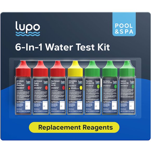 Kit de Prueba para Piscina Lupo Global 6 en 1 con Reactivos de Reemplazo