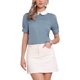 thumbnail image 1 of INSPIRE CHIC Blusa Vintage de Mujer con Cuello Peter Pan en Contraste y Mangas Cortas Abullonadas L Gris Azul, 1 of 6