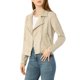 thumbnail image 5 of INSPIRE CHIC Chaqueta de motocicleta para mujer de ante sintético color sólido con cremallera asimétrica S Beige, 5 of 8