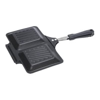Magideal - Sartén Antiadherente Doble Para Pancakes Sandwichera Grill De Aluminio Con Mango Ergonómico Facilita La Cocción De Huevos Y Waffles Apta Para Cafeterí Negro