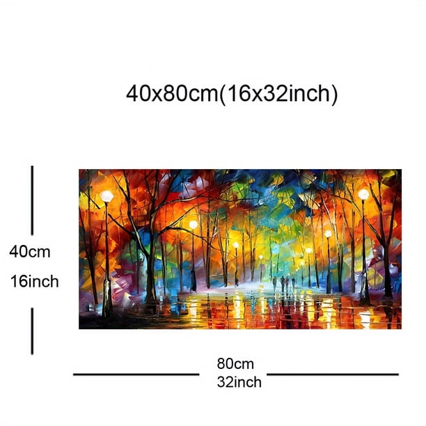 1pc HD Prints Landscape Wall Art, Bright, Golden, Modern Abstract Posters, Night Street Lights Lamp View, Large Canvas Painting, Wall Decoration Picture For Home Decor, Ideal Gift, No Frame