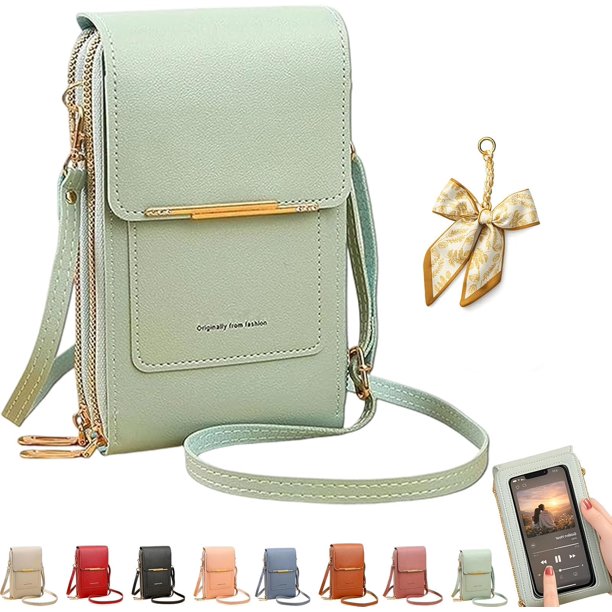 Bolso bandolera mujer pantalla táctil cuero RFID cartera cruzada antirrobo correa hombro