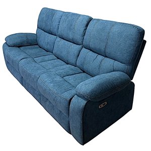 Casa Factory - Sofa Reclinable Electrico Relaxline 3 Cuerpos Azul Usb