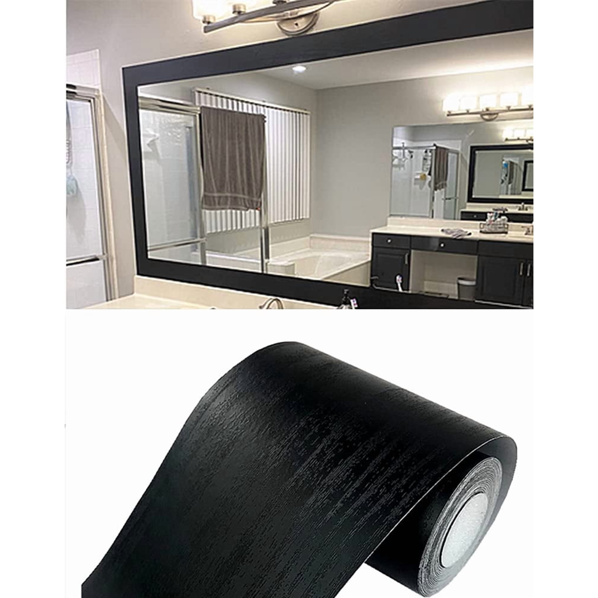 Papel Pintado Border Teemall, Pvc Negro Con Vetas De Madera, 10 M X 10 Cm