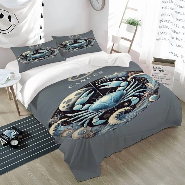 3pcs Cancer Zodiac Duvet Cover Set Soft Comfortable Breathable Polyester