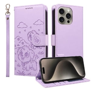 Funda Billetera Foxdock Compatible Con Iphone 15 Pro, Diseño Perrito Tierno, Ranuras Para Tarjetas Y Soporte Plegable