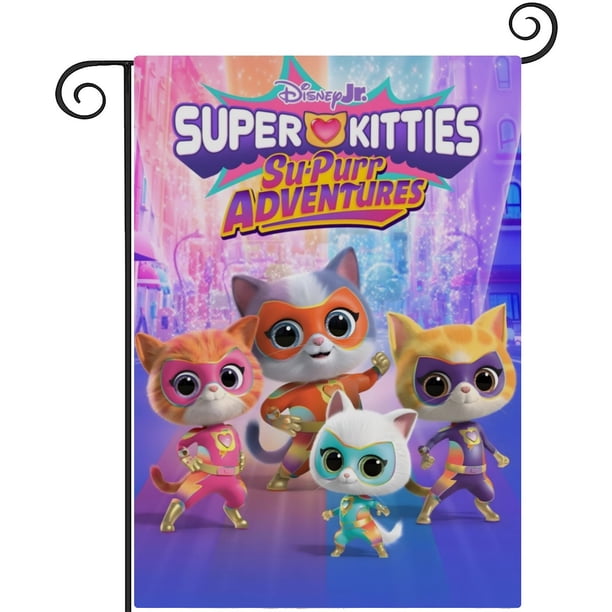 Supergatitos-bandera de jardín temática. Regalo perfecto para fans, amigos y familiares, ideal para actividades al aire libre y decoración de fiestas.28CM*45CM