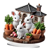 Magideal - Huevos De Pascua Decoración De Conejo Cartel 2D Decoración De Mesa Decoración Decorativa De Escritorio Acrílico Decoración De Pascua Para Estante De Estilo C