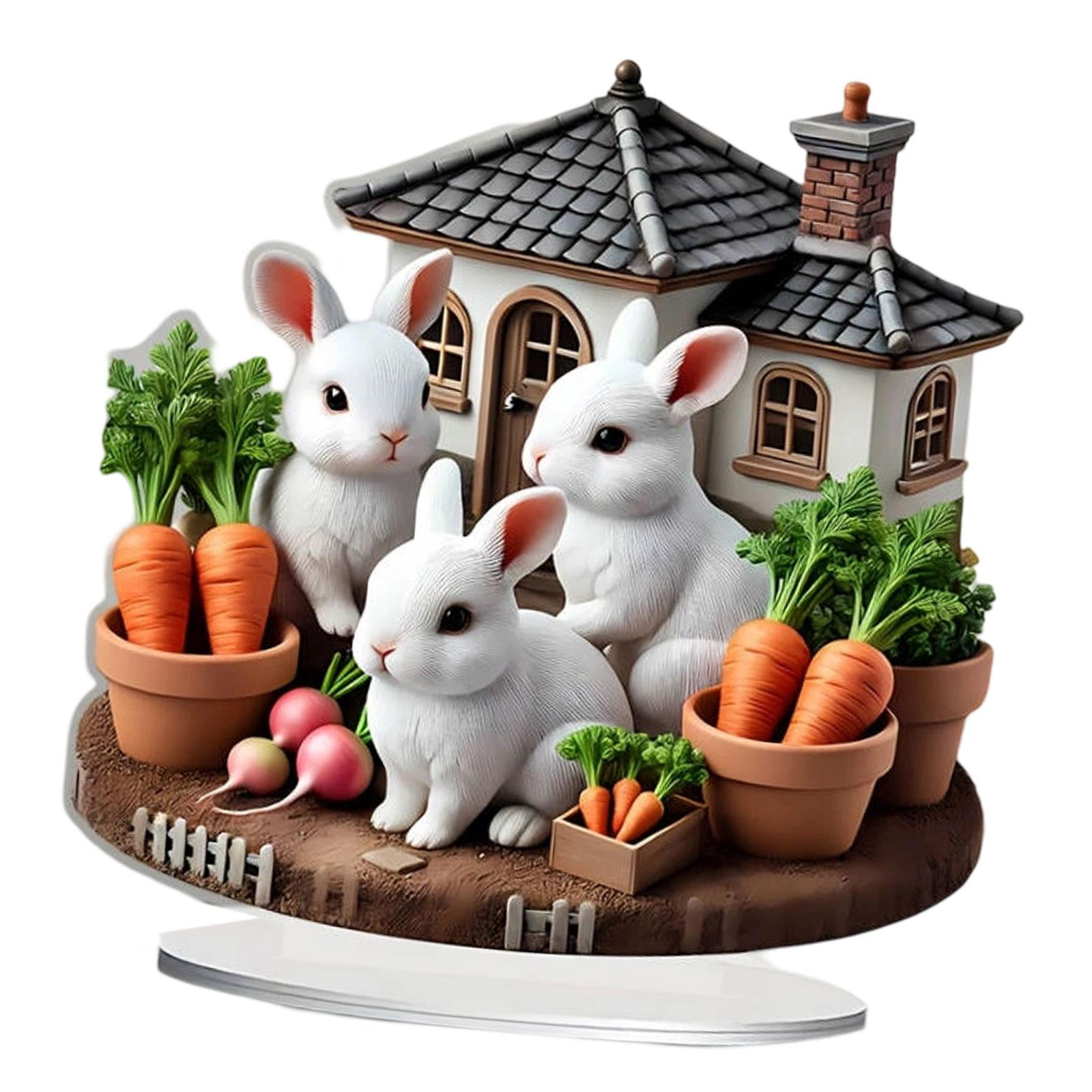 Magideal - Huevos De Pascua Decoración De Conejo Cartel 2d Decoración De Mesa Decoración Decorativa De Escritorio Acrílico Decoración De Pascua Para Estante De Estilo C