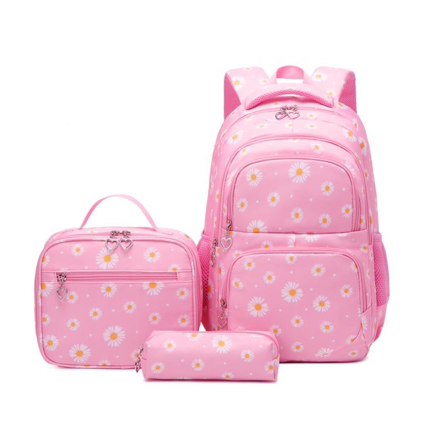 Mochila EKUIZAI con estampado de margaritas para niñas con lonchera, juego de 3 piezas