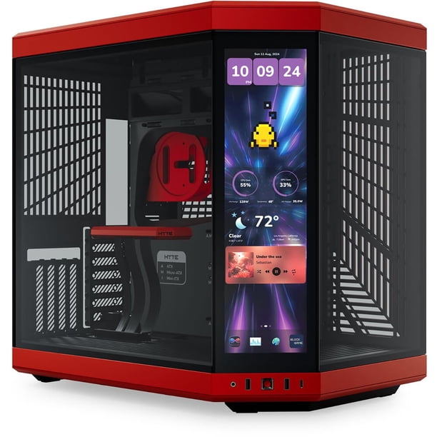 Funda para PC HYTE Hyte Y70 Touch Infinite ATX Mid Tower, color negro, cereza/rojo