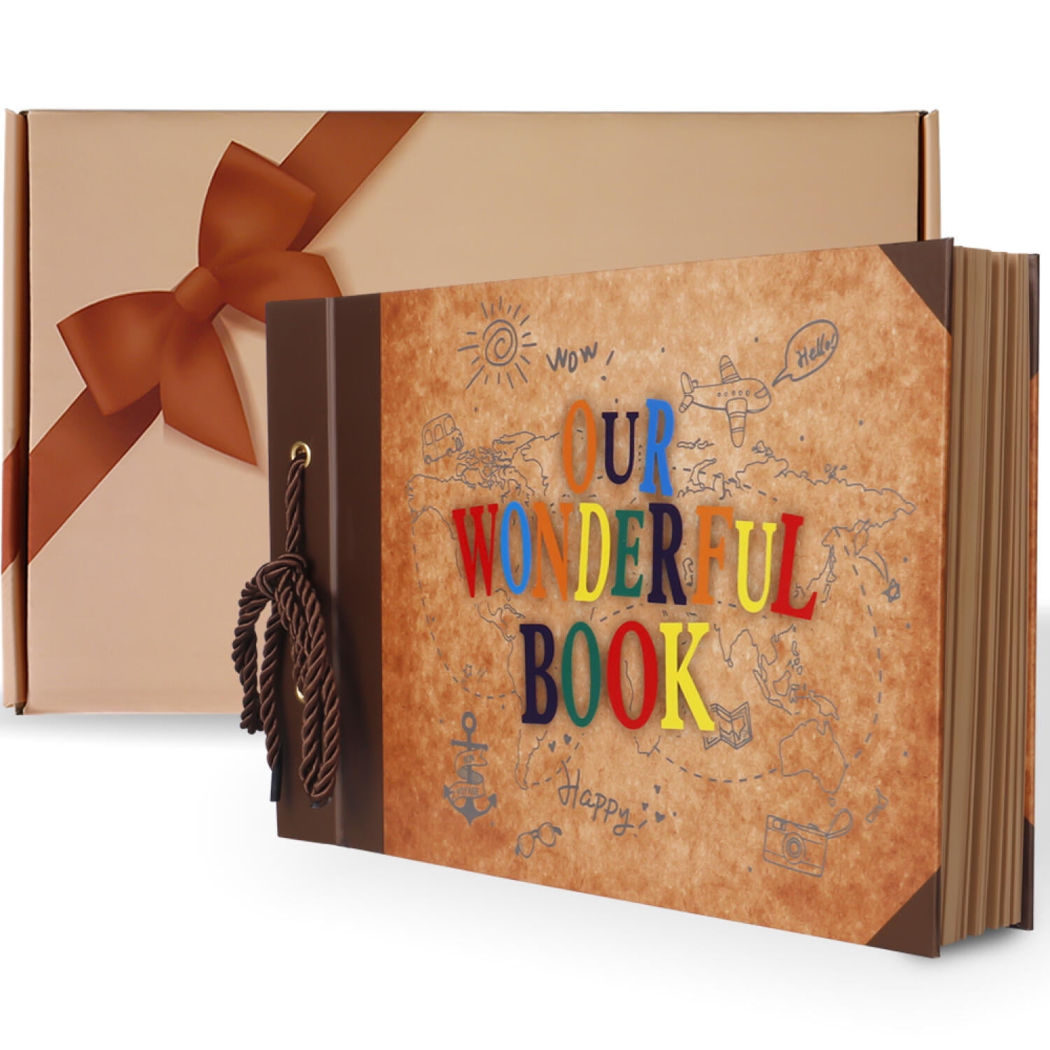 Jenabom - Álbum De Fotos De Estilo Retro, Álbum De Recortes Emergent De Papel Kraft, Álbum De Fotos De Álbum De Recortes De Bricolaje Creativo, Adecuado Para Aniversarios, Bodas, Diarios De Viaje