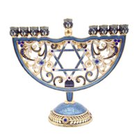 Bothyi - Estilo Europeo Retro Hanukkah Menorah Suministros Religiosos Adornos Azul