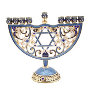 Bothyi - Estilo Europeo Retro Hanukkah Menorah Suministros Religiosos Adornos Azul