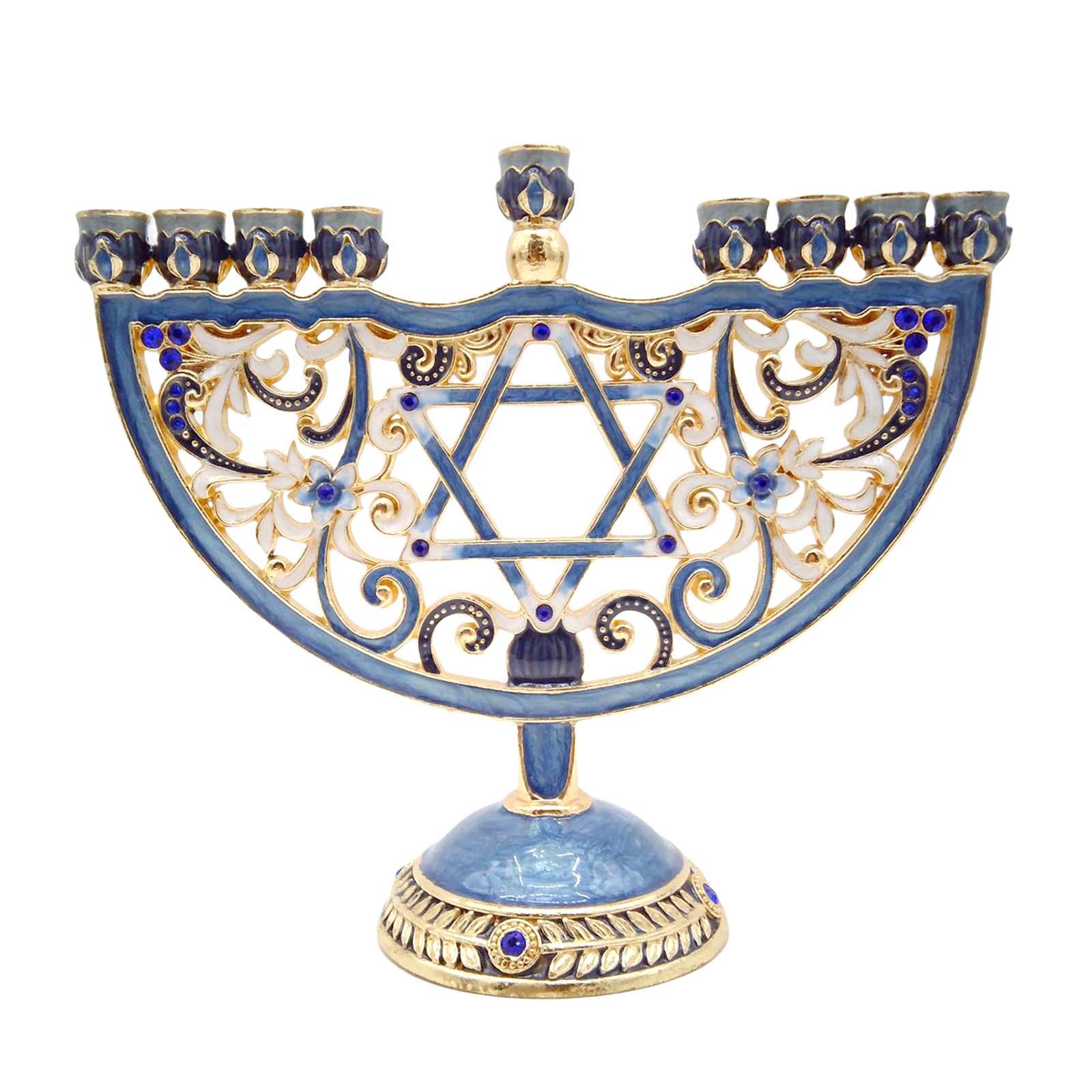 Bothyi - Estilo Europeo Retro Hanukkah Menorah Suministros Religiosos Adornos Azul