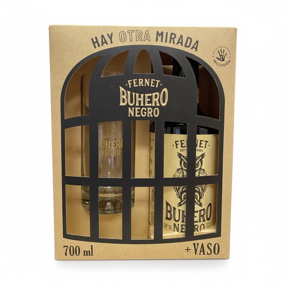 Licor Pack Fernet buhero negro Bottella + Vaso