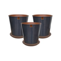 Pottery - Set De 3 Macetas Zaia 20 Cm Grafito Y Sus Platos
