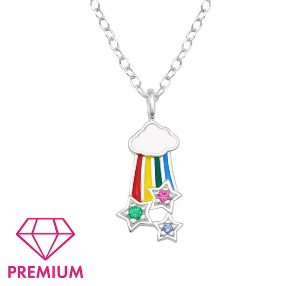 Collar Plata 925 De Arcoiris Con Estrellas, Circonitas Cubicas Y Resina Epoxi