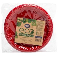 Plato Rojo Biodegradable 17 Cm 10 Un Great Value