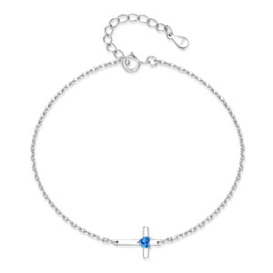 Pulsera Heshpaws S925 Sterling Silver Cross Ajustable Azul